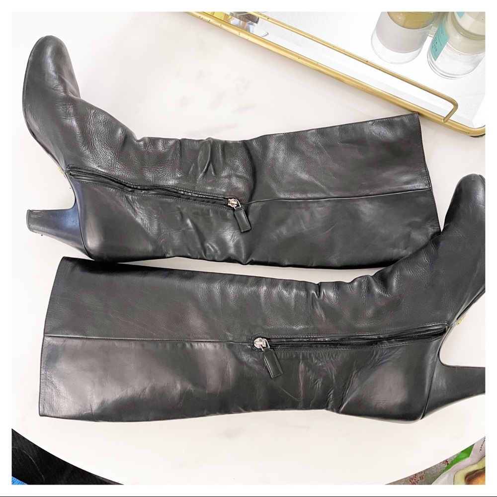 Prada Black Leather Knee-High Boots - Picture 3 of 7